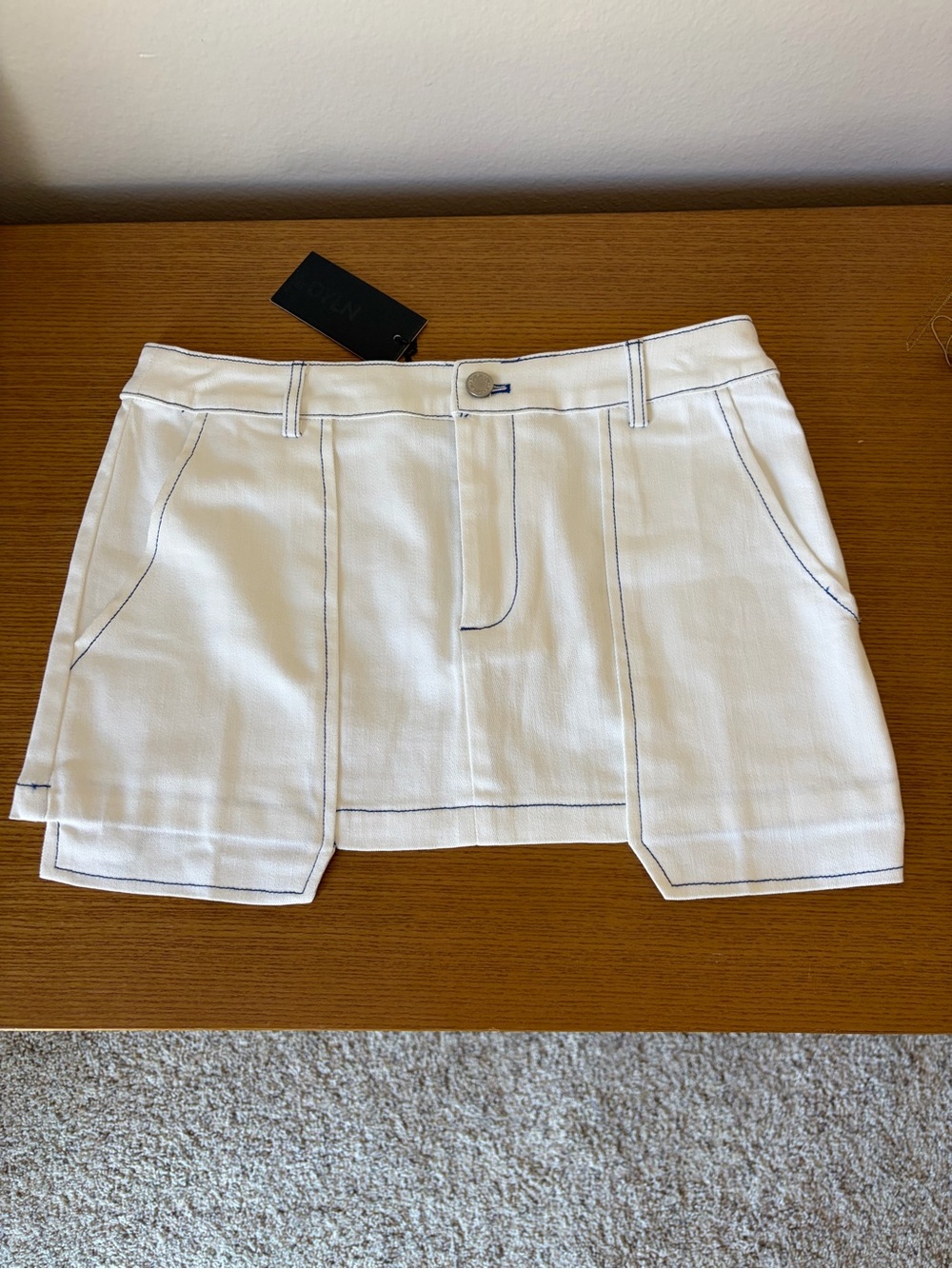 REVOLVE White Mini Skirt with Contrast Stitching